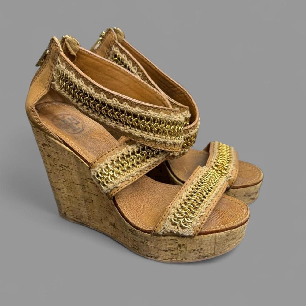 Tory Burch Tan Wedge Sandals